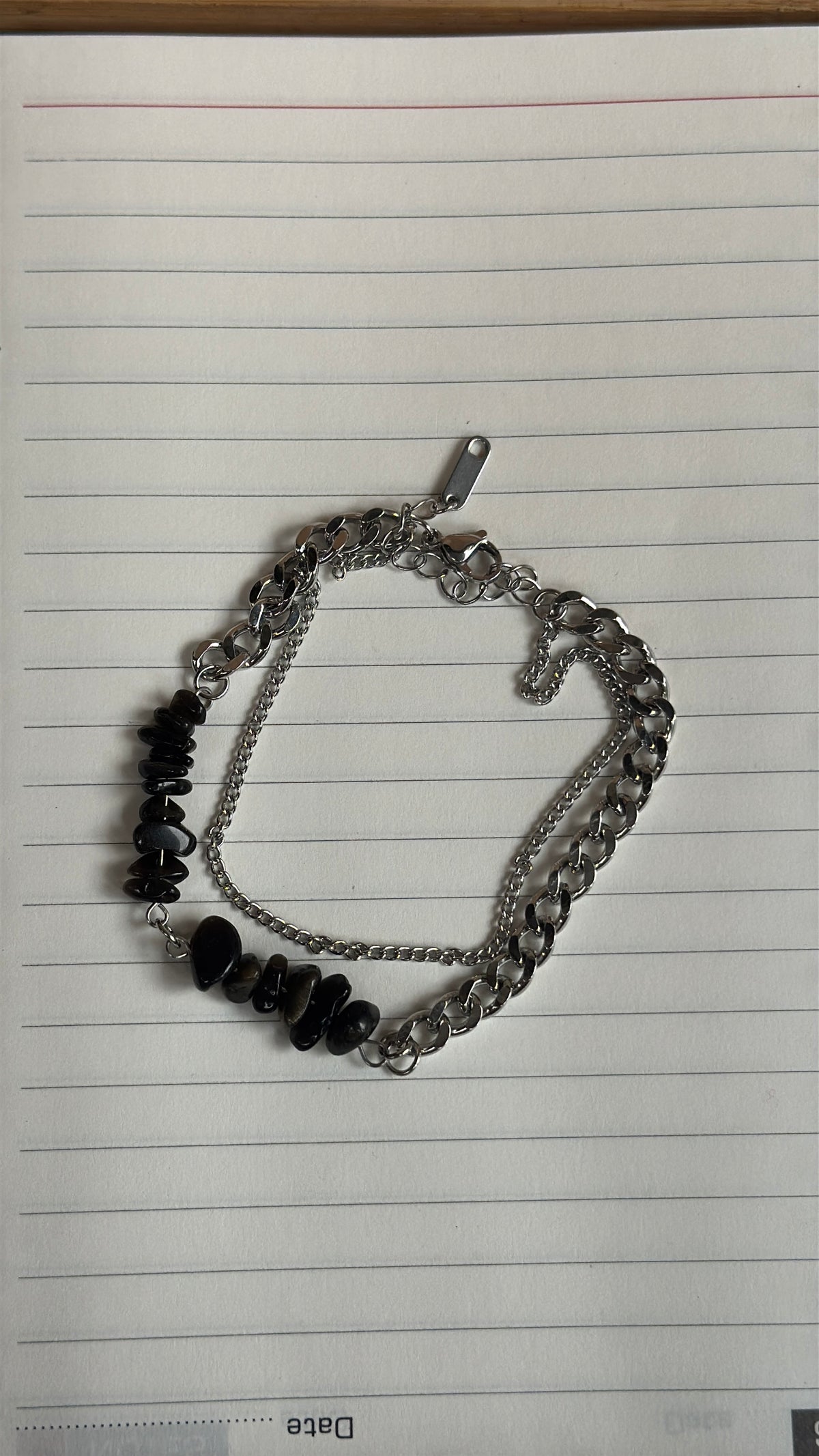 Black Stone Chip Layered Bracelet