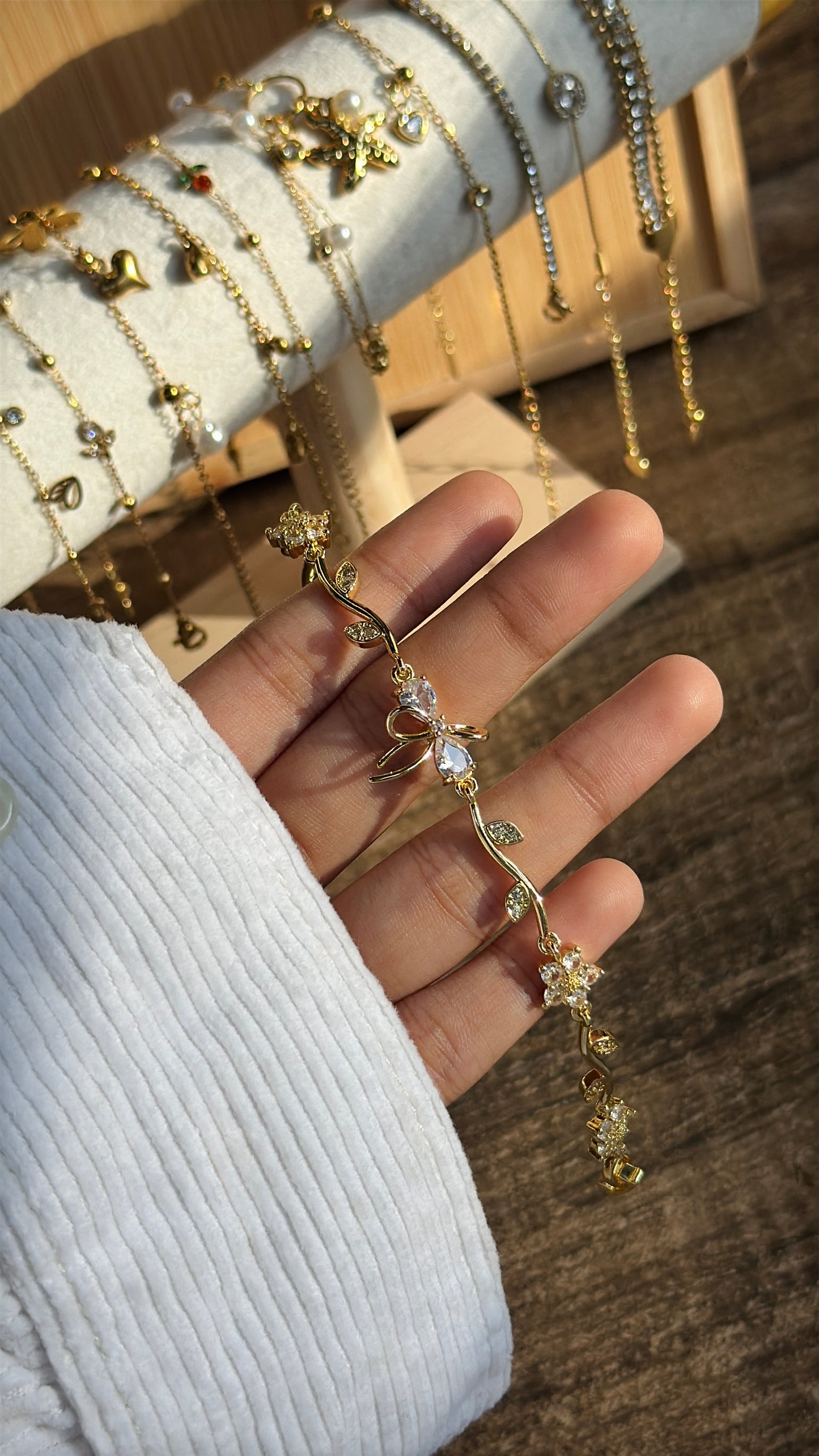 Leaf and flower bracelet