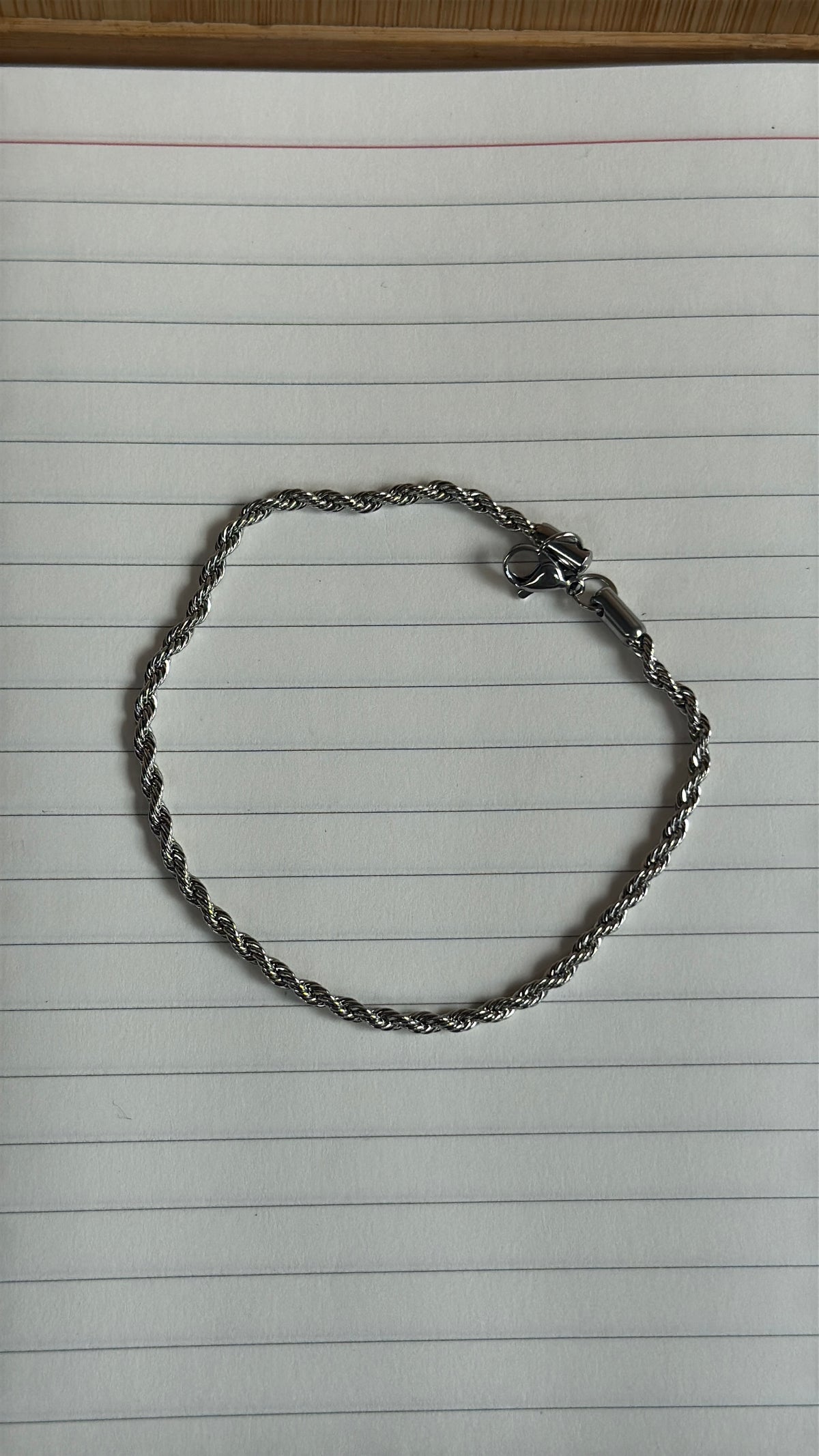 Silver rope chain bracelet