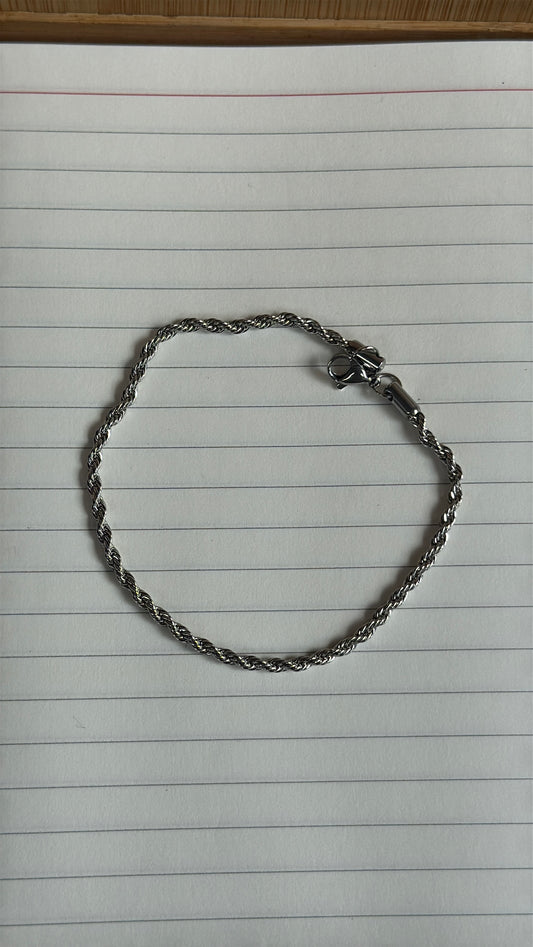 Silver rope chain bracelet