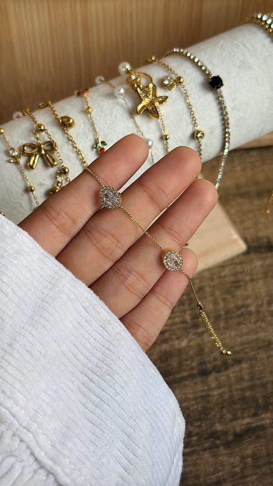 Oval halo bracelet
